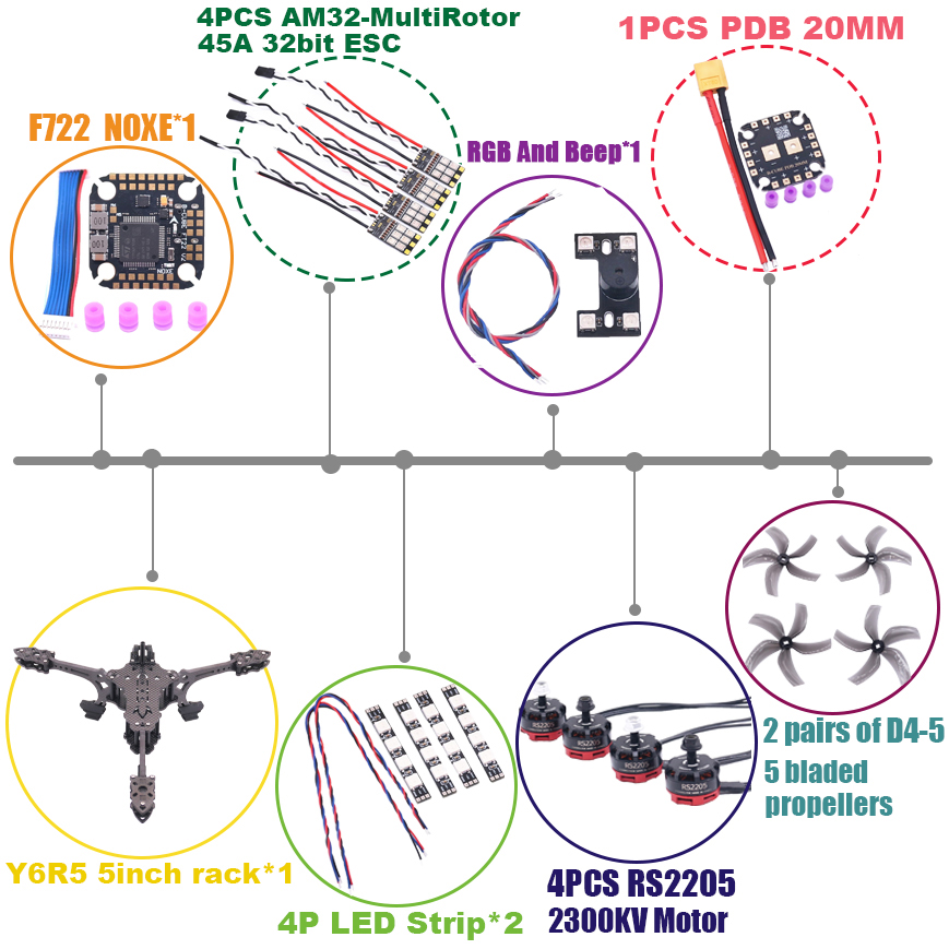 Kit de Marco para Dron FPV B-C - Drone Kit Octocopter reseña y precio